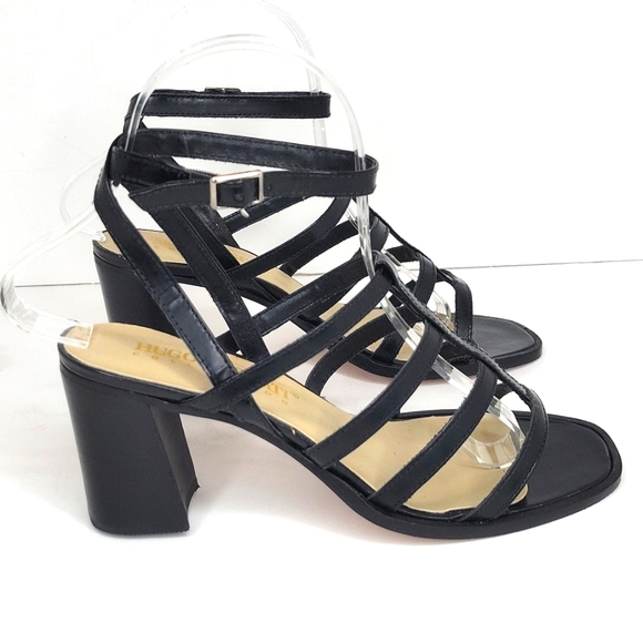 Black Leather High Heel Sandals Ankle Strap Made in Brazil 6 - Picture 5 of 16